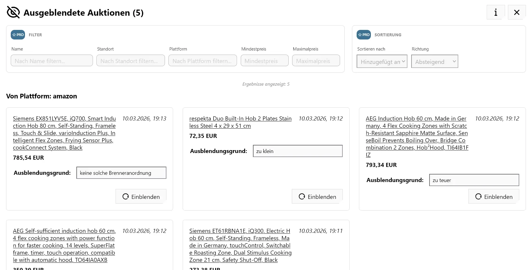 AuctionMate Browser-Erweiterung – Einkaufsassistent