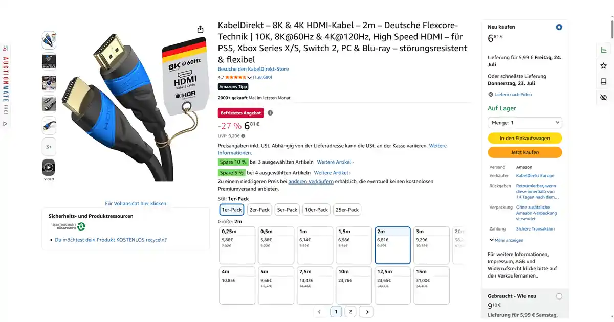 Produktseite MediaMarkt oder x-kom mit AuctionMate