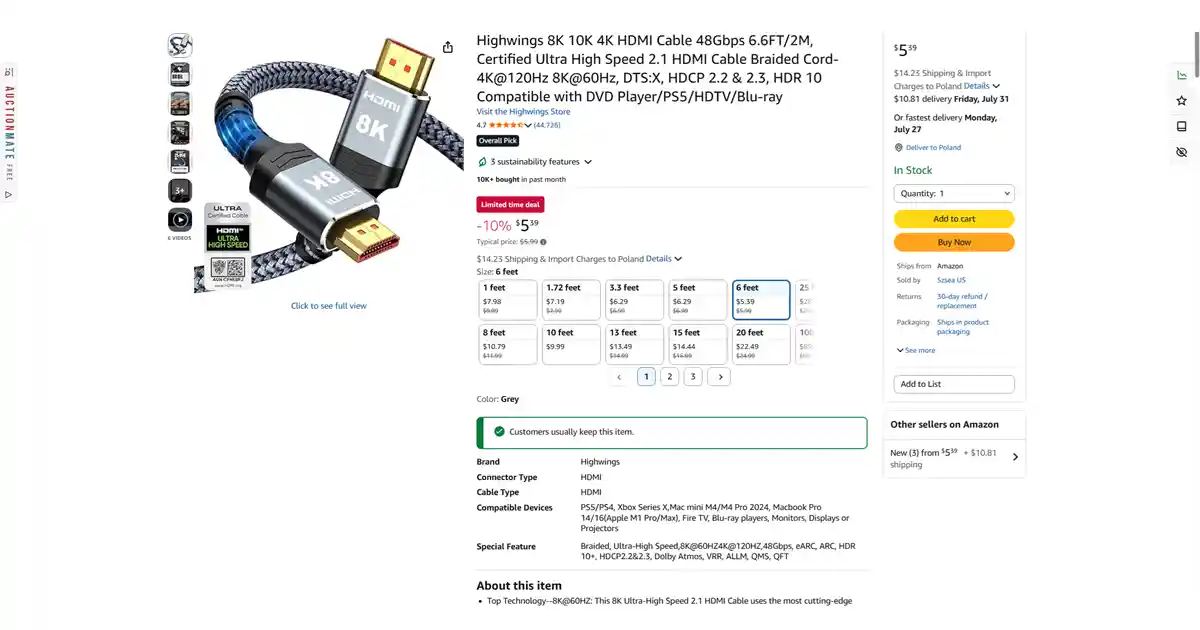 Amazon or eBay product page with AuctionMate