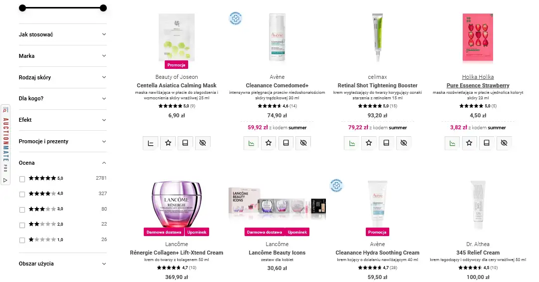 Przeglądanie oferty kosmetyków i perfum na Notino z AuctionMate